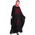 Designer Kaftan abaya with embroidery work- Black-Red
